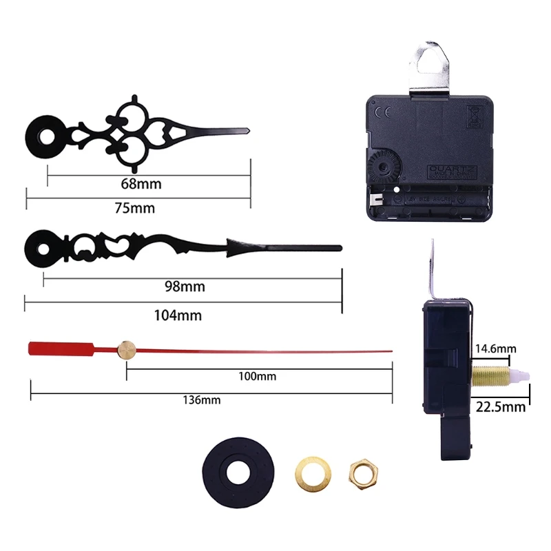 

Sweep Silent Clock Movements with Long Axis Different Size Clock Hands Wall Clock DIY Movement Kit Mechanism Replacement