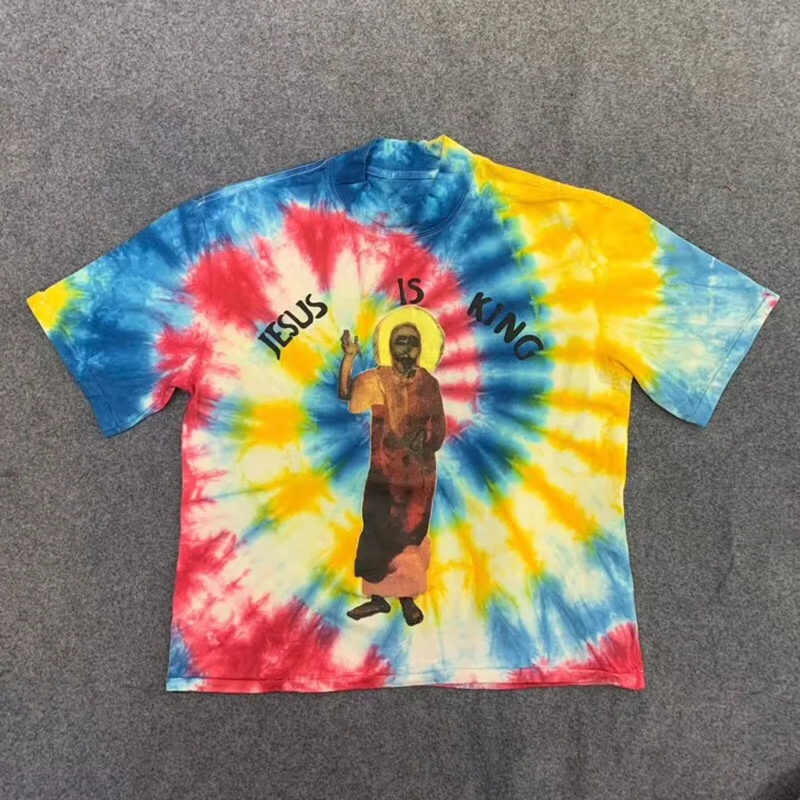 

Tie dye Kanye West Jesus is King Chicago Limited T Shirts Men Women Top Tees mens Jesus is King T Shirt
