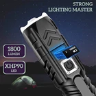 Тактический фонарик XHP90, Мощный 1800 люмен, фонарь с аккумулятором и USB-зарядкой, водонепроницаемый светильник ильник для кемпинга, уличный фонарь