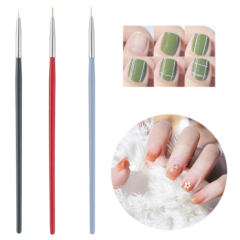 

3Pcs/set Nail Art Liner Painting Pen Lines Wooden UV Gel Brushes Drawing Flower Grid French Design Stripes Manicure Nail Tools