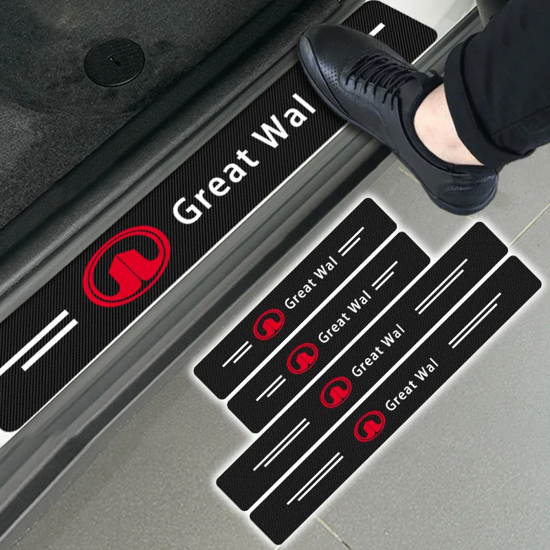 

4pcs Car Carbon Fiber Sticker Car Door Sill Protector Stickers for Great Wall Hover H3 H5 M4 Poer Pao Voleex C30 Wingle 5 Florid