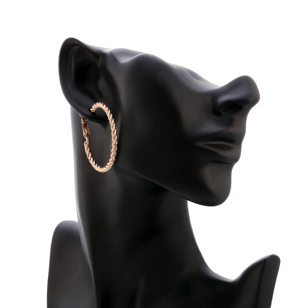 

Rose Gold Round Hoop Earrings Classic Simple European Trendy Earring For Women Party Fashion Jewelry Gift Aretes De Mujer