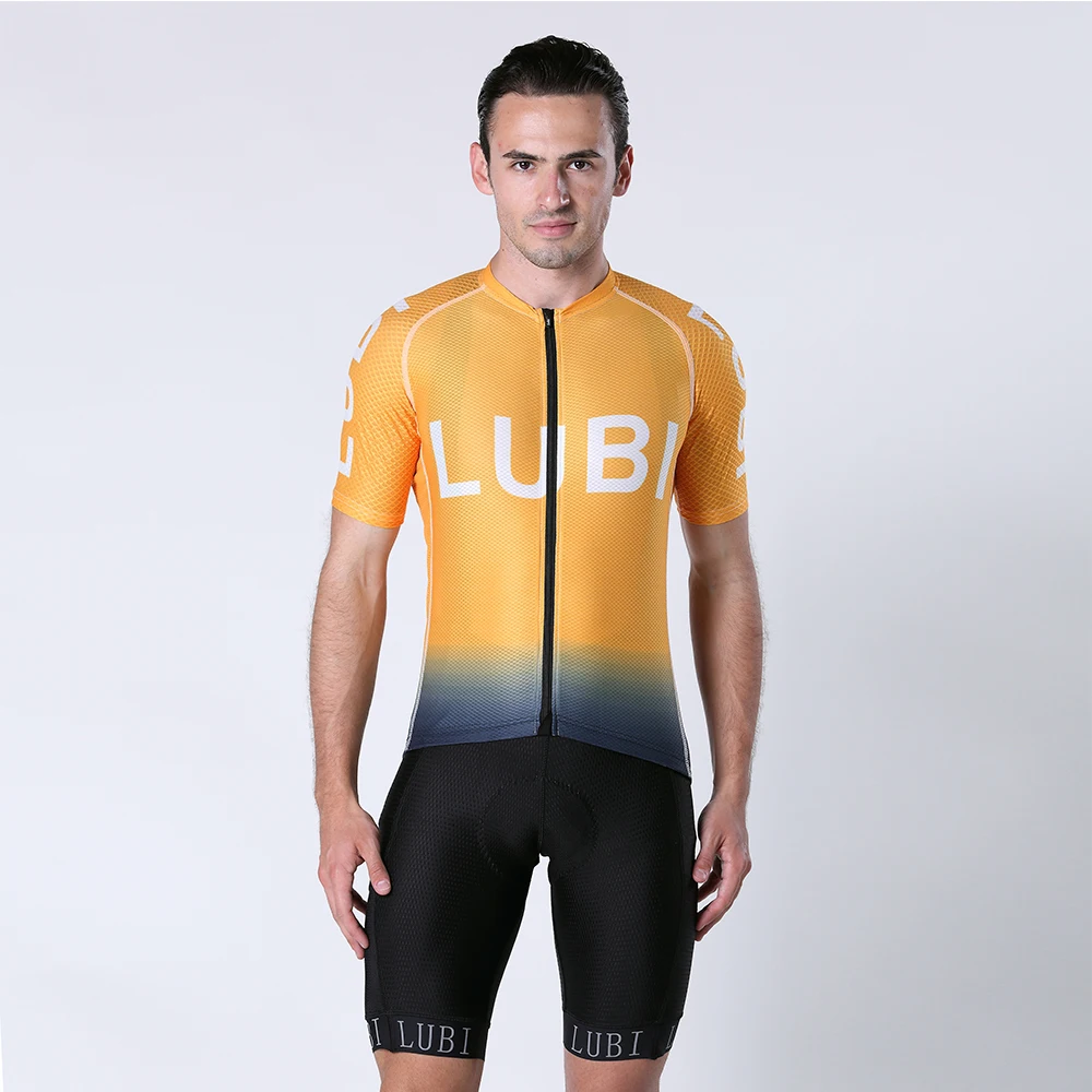 

LUBI Men's Pro Cycling Jersey Set Bicycle Wear Bib Shorts Kits Mountain Bike Clothes MTB Clothing Suit Sponge Pad For Long Ride