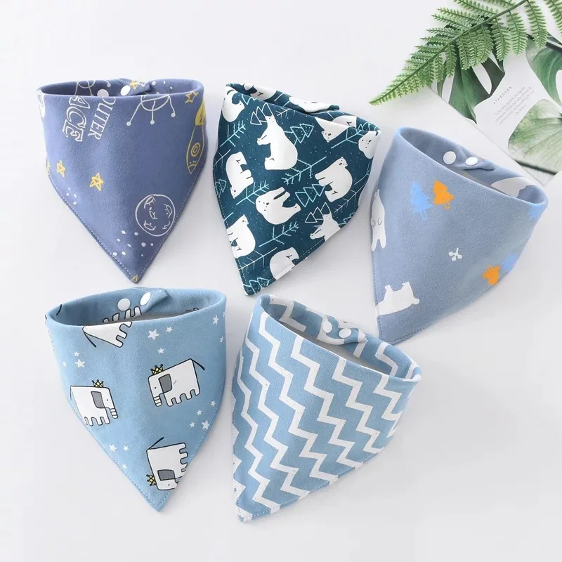 5pcs Baby Bibs Cotton Bandana Feeding Smock Infant Cloths Cartoon Saliva Towel Eating Accessory Soft Stuff | Детская одежда и