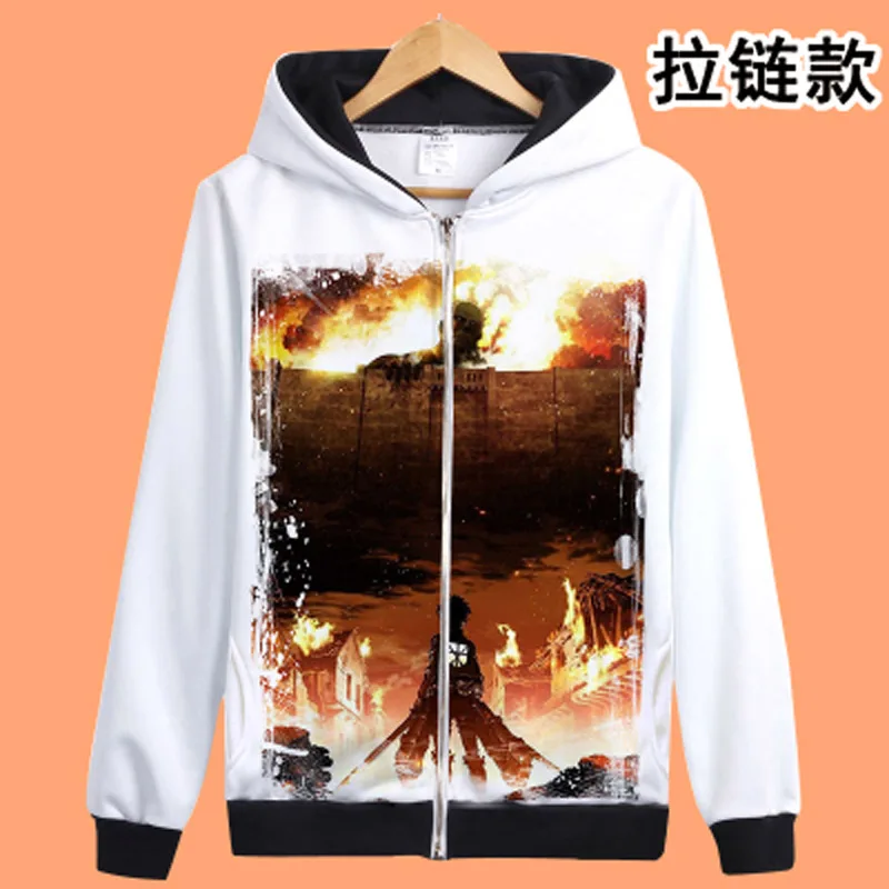 Новинка Толстовка с капюшоном на молнии изображением аниме Атака Титанов Куртка