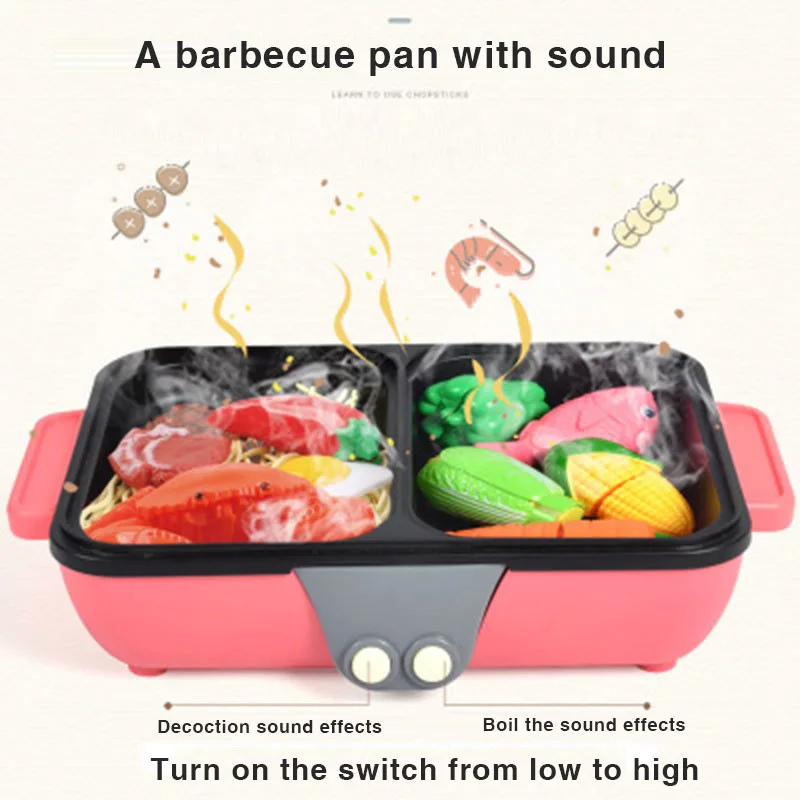 37 шт. 2 в 1 ролевые игры игрушка Кухня горячий горшок барбекю Playset Еда детские