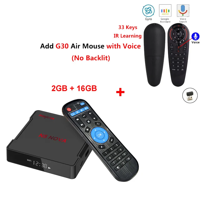 Magicsee N5 NOVA 4 Гб 64 Гб RK3318 четырехъядерный Android 9,0 Tv Box 2,4G 5G Wifi BT4.0 смарт-приставка 4K H.264 N5 MAX медиаплеер - Цвет: 2GB16GB add g30s