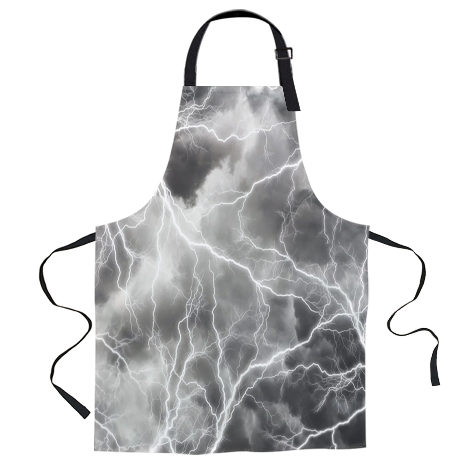 

Молния серый небо печатные Кухонные фартуки для готовки выпечки холст без рукавов для женщин мужчин детей дома