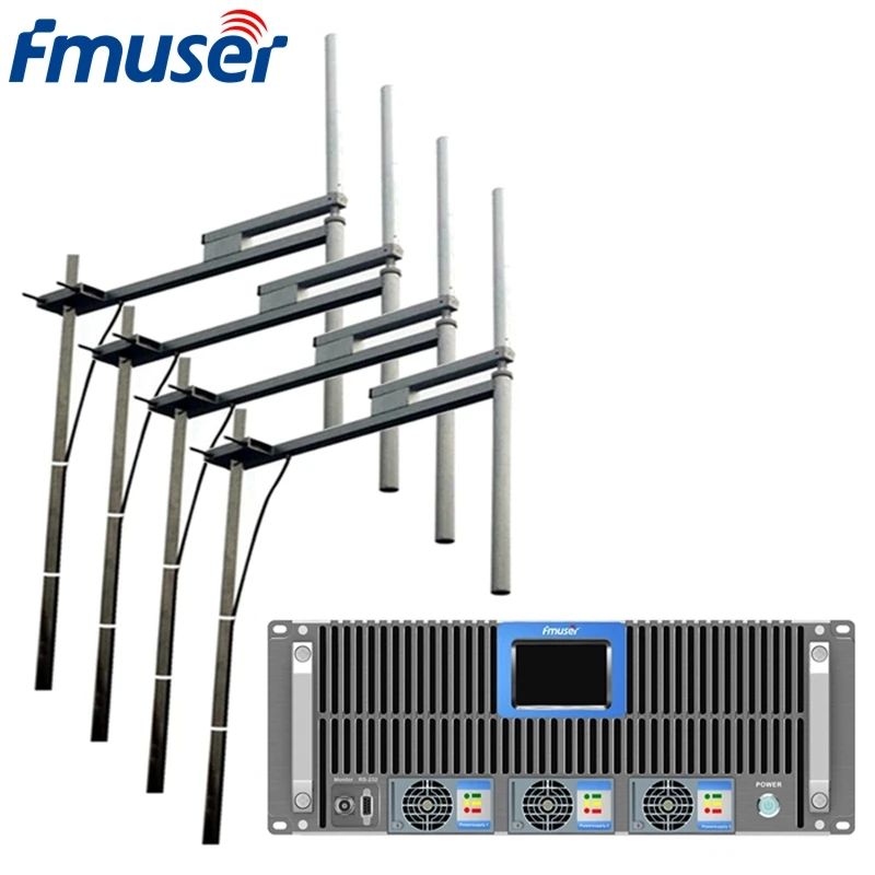 FMUSER FSN 5000T 5 кВт 5000 Вт fm радио передатчик + 4Bay дипольная FM антенна 80 м набор кабелей