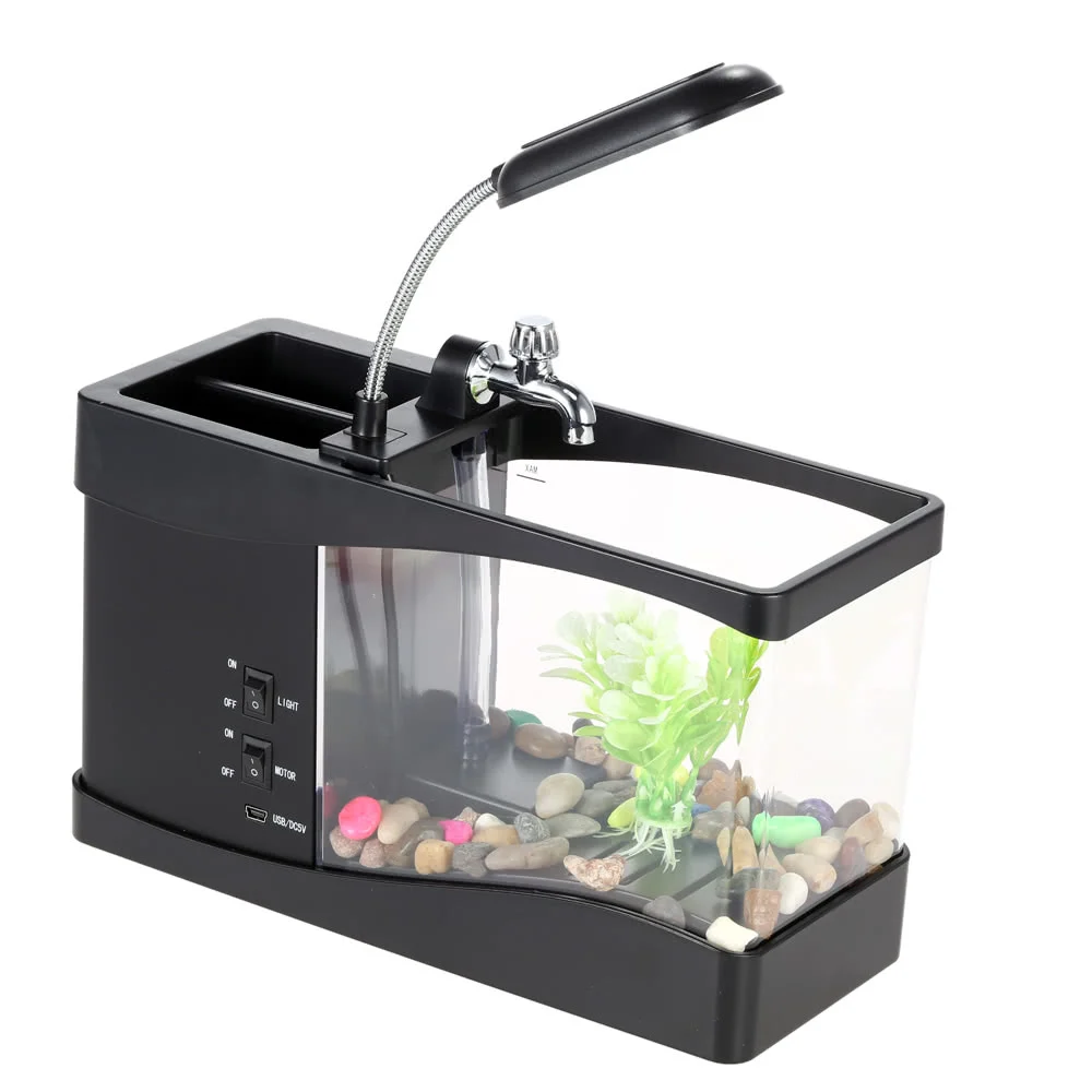 5V 1.5L прозрачная мини Usb светодиодный Золотая рыбка Betta Fish Танк орнамент украшения