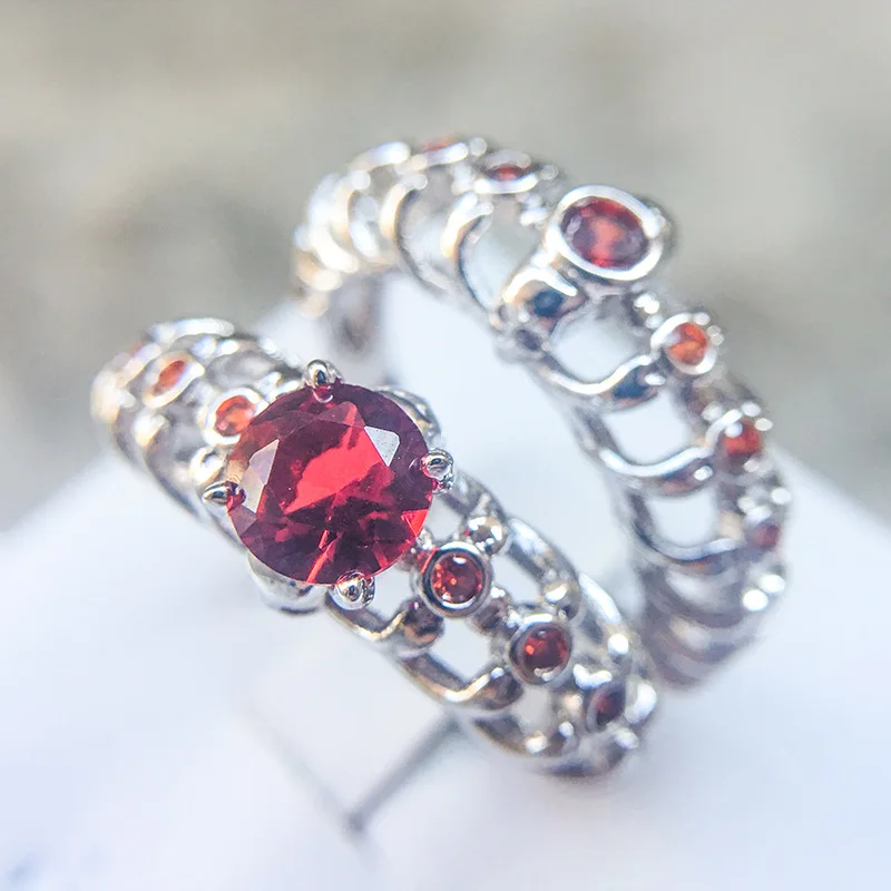 2 шт Красный Гранат Череп кости кольца для мужчин и женщин CZ с рубином серебро