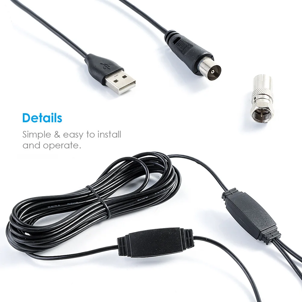 

Hdtv DTMB Black TV USB Amplifier Digital Car Indoor Ground Wave Aerial Antenna Television