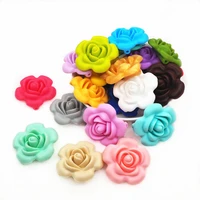 chengkai 50pcs silicone rose flower beads diy baby pacifier dummy teething chewable nursing jewelry pendant teether toy bead