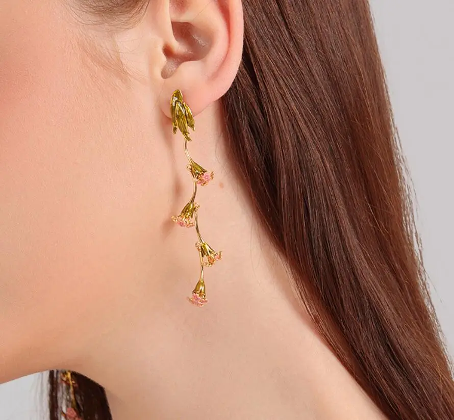 Новинка 2020 эмалированные Серьги CSxjd в виде цветка из ротанга Гипсофилы розового и