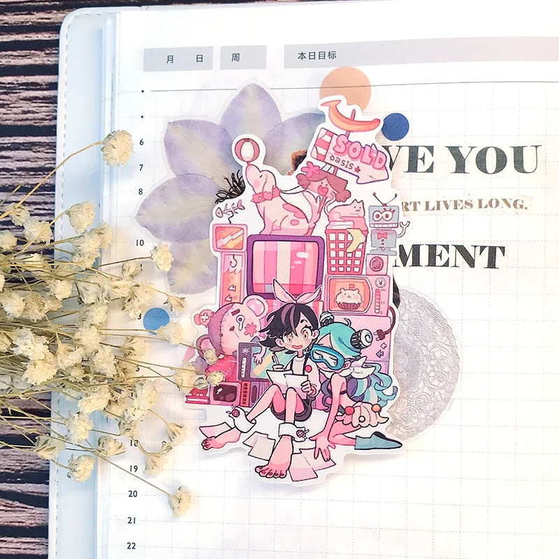 12 шт. стикеры в стиле японского аниме для девочек счетов на холодильник чемодан