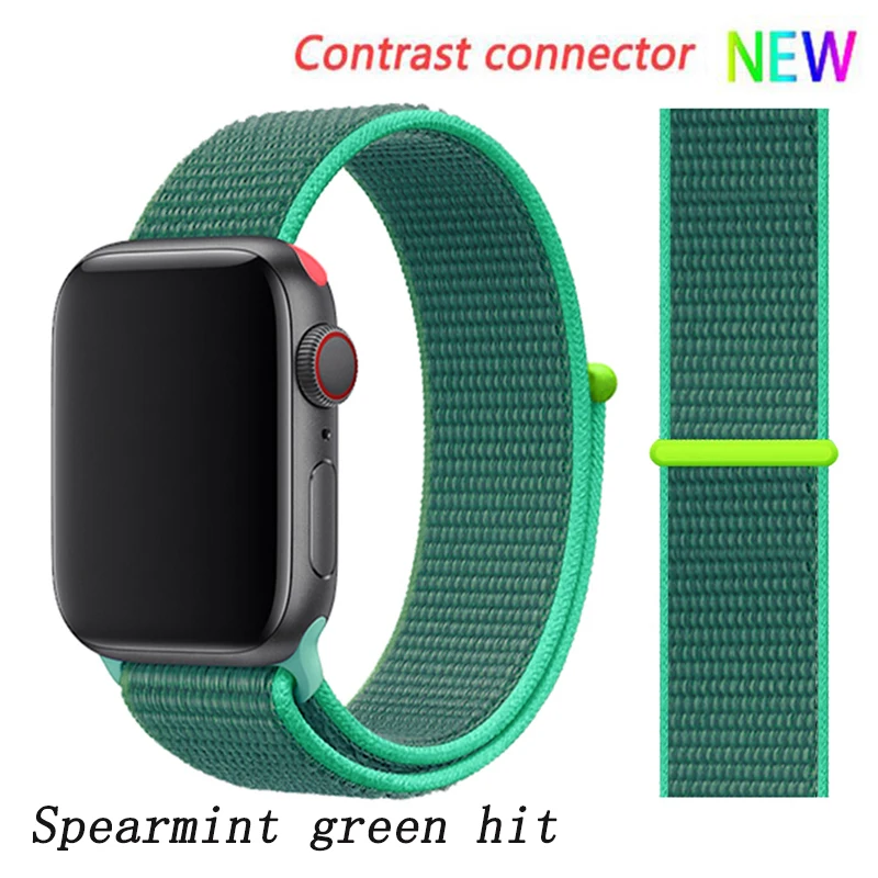 Ремешок для apple watch 5 4 ремешок 44 мм 40 мм Correa 42 мм 38 мм iwatch 5 4 3 2 нейлоновый браслет pulseira ремешок для часов - Цвет ремешка: Spearmint green 3hit