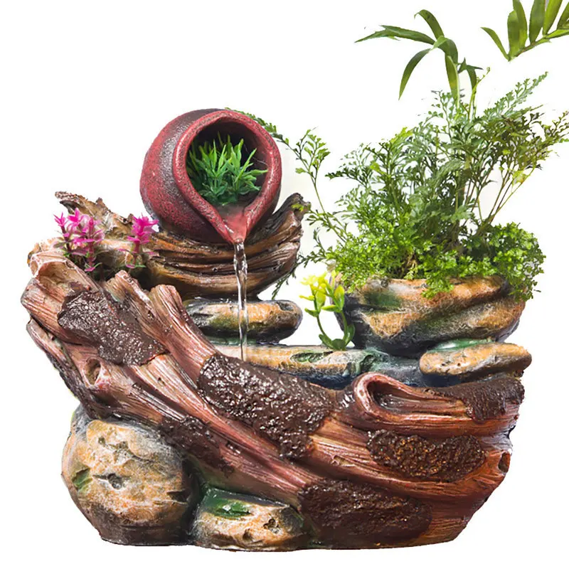 Diy растения микро пейзаж крытый суккуленты в горшке домашний интерьер Rockery смолы фонтан фэншуй украшения офиса