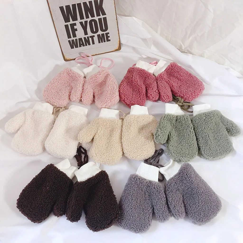 Toddler Baby Thicken Boys Girls Rope Full Finger Warm Knitted Mittens Gloves перчатки детские kids solid gloves baby | Детская