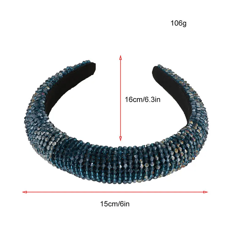 

Rhinestone Beaded Hair Hoop For Women Wide-Brimmed Handmade Headband Colorful Crystal Headwear Party Wedding Hair Accessories