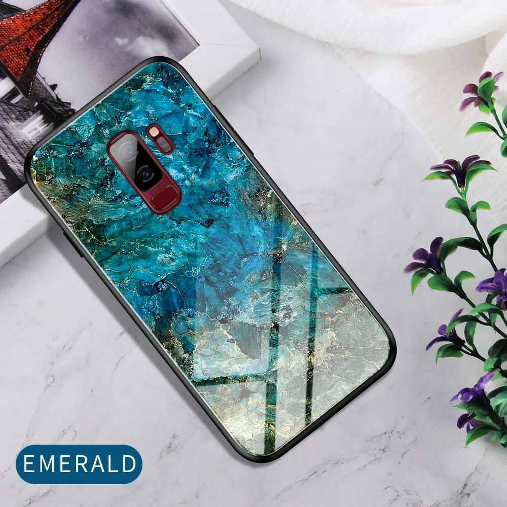 Emerald Чехол Heyytle из закаленного стекла с градиентом для samsung Galaxy S9 S10 Plus A70 A50, чехол с рисунком звездного неба для Note 9 A60 - Цвет: Emerald