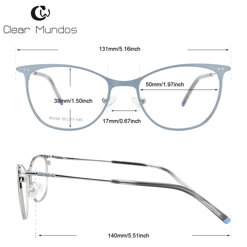 Прозрачные классические женские очки MUNDOS кошачий глаз металлические для