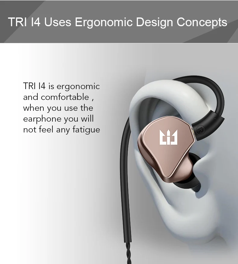 TRI I4 1BA+ 1DD гибридные наушники в ухо для бега спортивные технологии HIFI ушные вкладыши с 3,5 мм MMCX