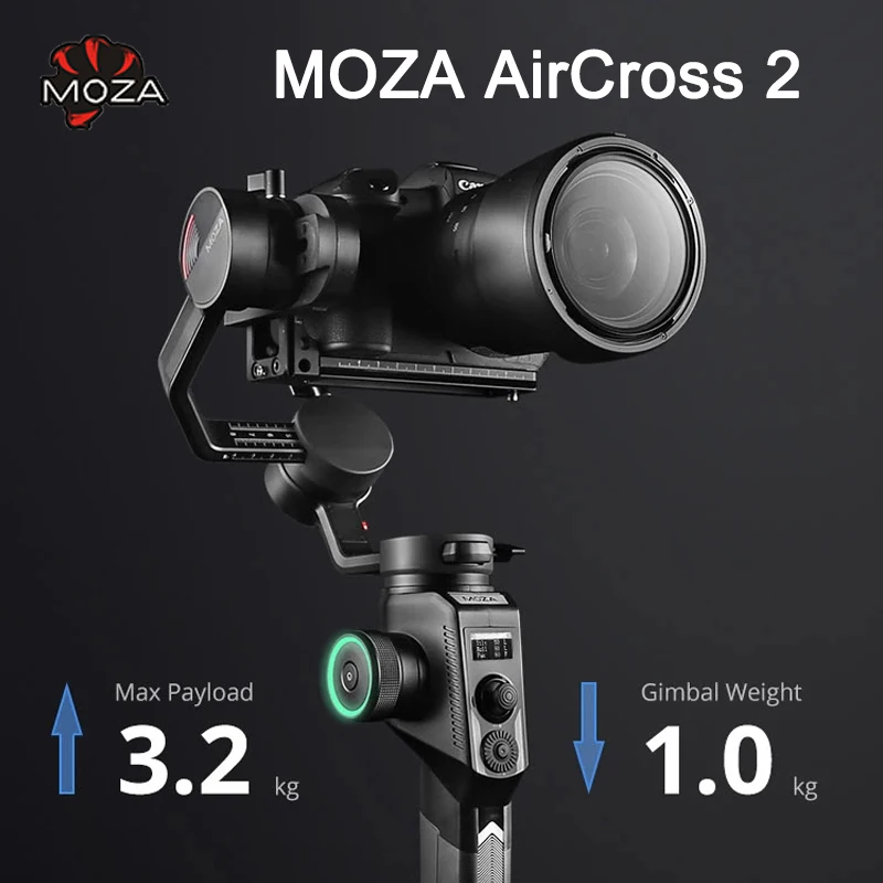 Moza Aircross 2 3,2 кг Полезная нагрузка ручной карданный стабилизатор для Nikon Sony Canon беззеркальная DSLR камера VS Zhiyun DJI стабилизатор