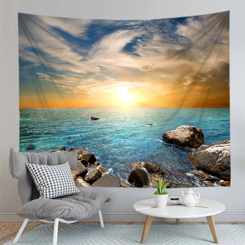 Натуральный гобелен пейзаж градиент закат задний фон украшение для дома
