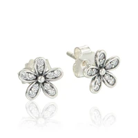 clear cz daisy flower small stud earrings for women spring 925 sterling silver jewelry girl earrings daily wearing style gifts