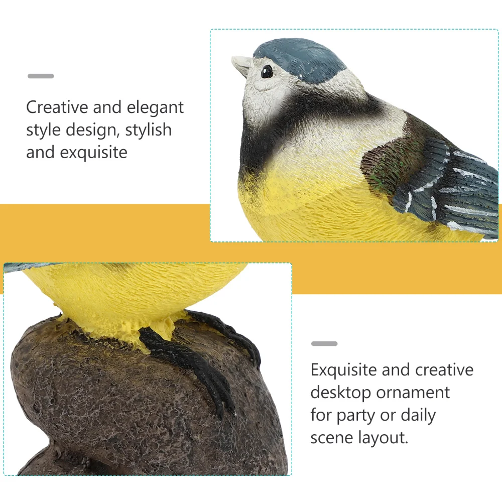 

2pcs Emulation Bird Decors Garden Bird Ornaments Resin Bird Crafts Bird Toys