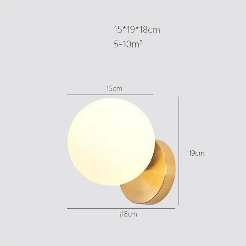 Прикроватный светодиодный настенный светильник для спальни стеклянный шар