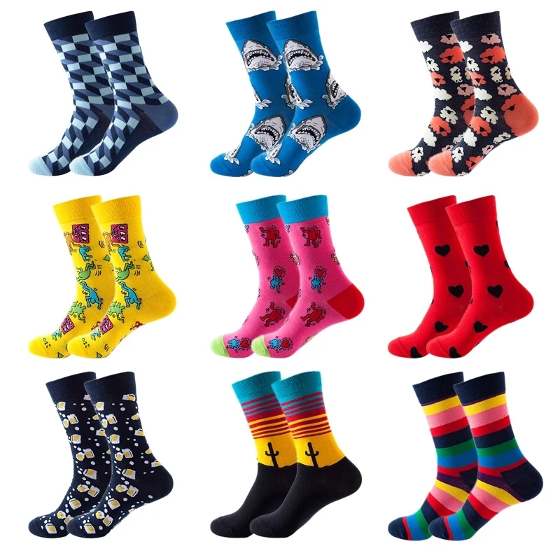 

Mens 1Pairs Colorful Patterned Crew Socks Women's Sweat Proof Sports Breathable Funny socks Casual Dress Socks meias divertidas
