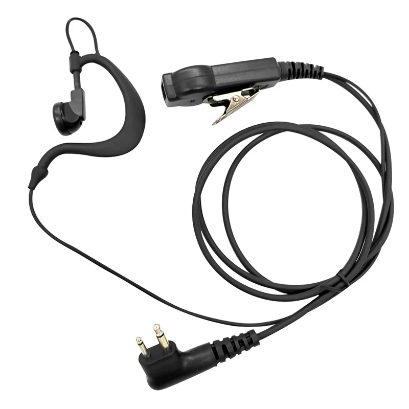 G Shape Earpiece Compatible with Motorola Radio Walkie Talkie with Double PTT Mic 2 Pin Headset Surveillance Kit