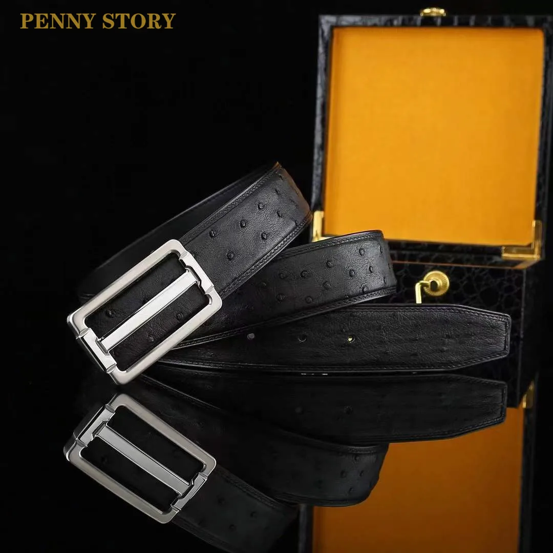 

PENNY STORY men's charm belt, high-quality ostrich leather belt, all-match casual leather, length and width can be customized