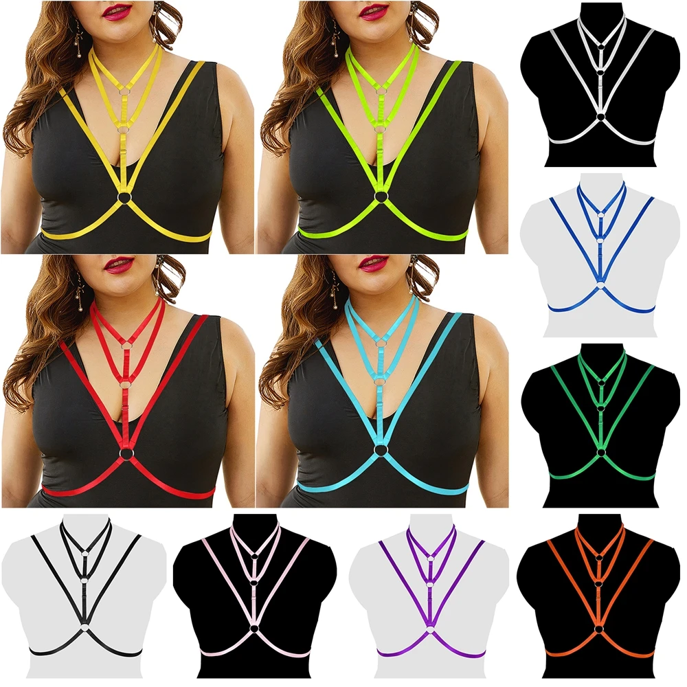 

Сексуальный бюстгальтер на бретельках с ремнем, эротическое нижнее белье с вырезами, готическое бондажное белье, подвязки для тела, Комплек...