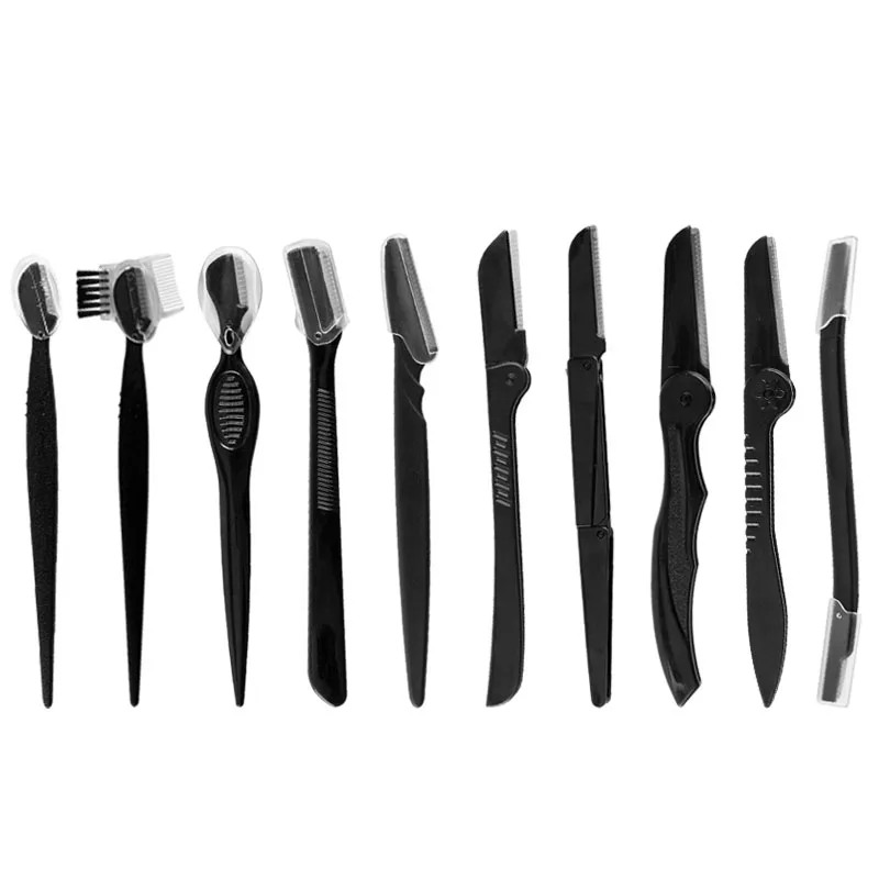 

10Pcs Eyebrow Trimmer Portable Eyebrow Razor Shaver Eye Brow Shaper Shaping Tool Scissors Facial Hair Remover for Makeup