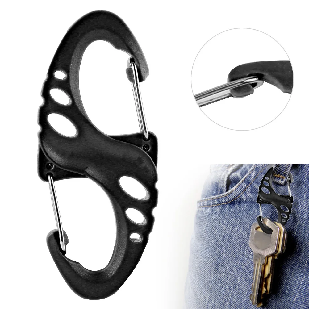 

20pcs Outdoor Plastic Quick Release Keychain Carabiner 8 S Shape Snap Clip Mountaineering Camping Backpack Tactical Buckle