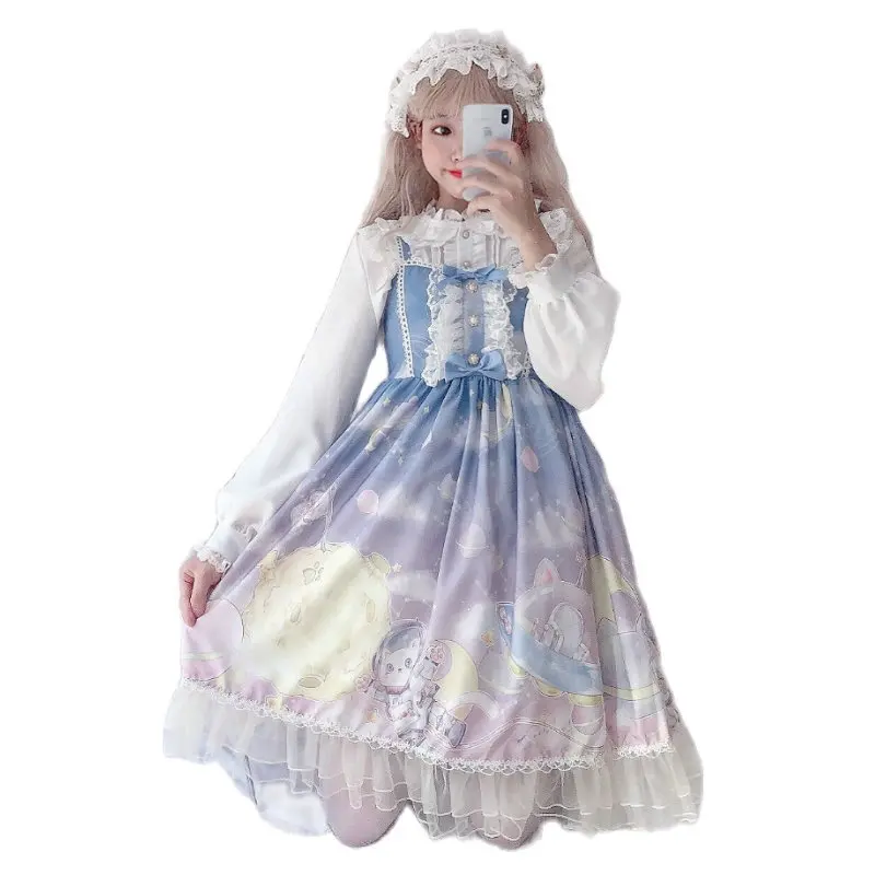 АО подростка в стиле лолита винтажном С сердечком платья Лолита юбка милые