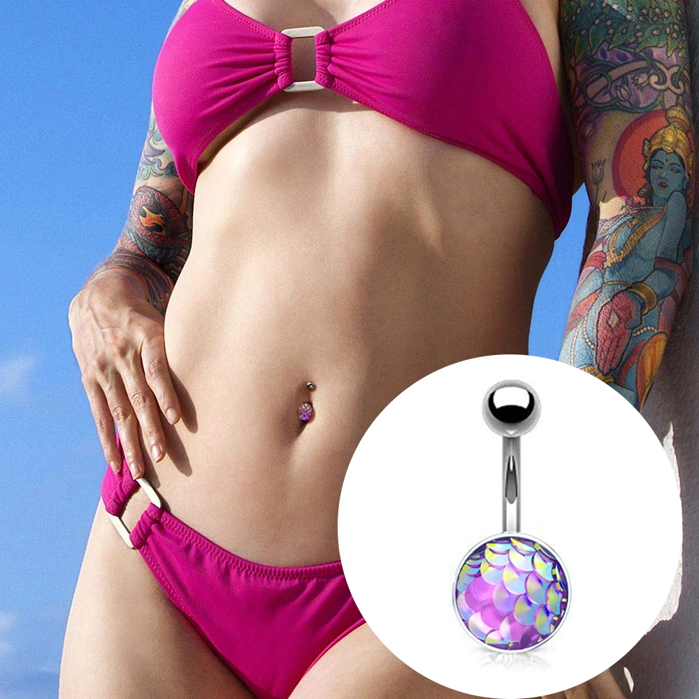 1 шт. сексуальные рыбные весы пирсинг пупка для женщин девочек из нержавеющей