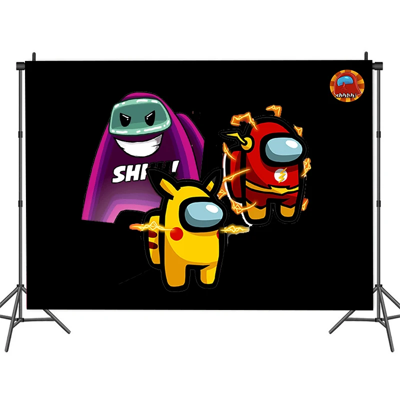 

Game Among of Us Backdrop Photography Light Flash Kids Birthday Party Photo Background Table Baby Shower Poster Decor Supplie