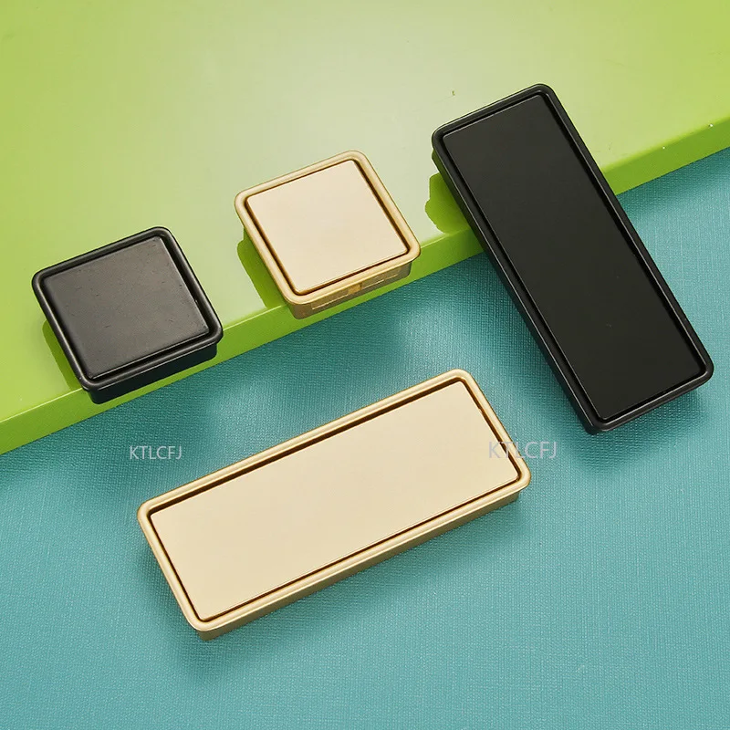 

Zinc Alloy Dresser Wardrobe Knob Golden Black Cupboard Drawer Handle Cabinet Kitchen Pulls Nordic Style Square Hidden