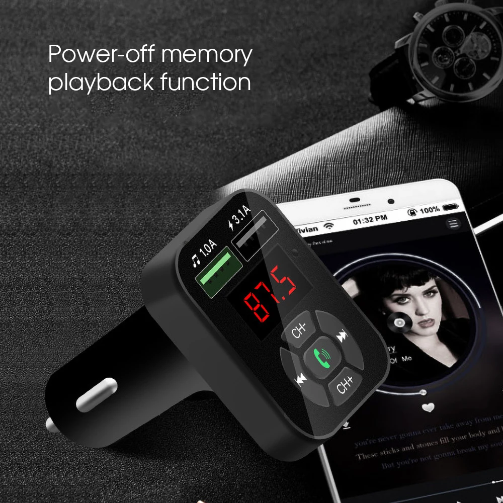 USB Car Charger 3.1A Quick Charge Bluetooth Handsfree Kit FM Transmitter Aux Modulator Audio MP3 Player Adapter | Мобильные телефоны