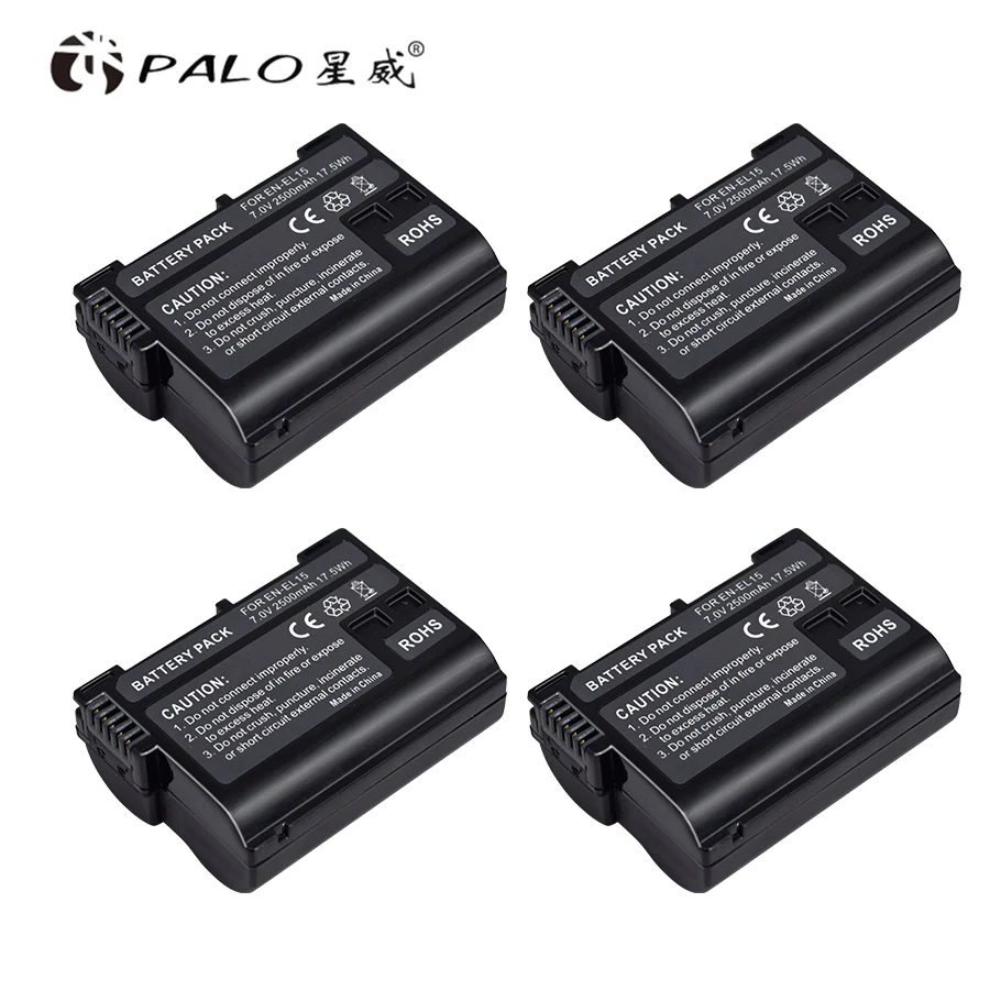 4PCS PALO 2500 мА/ч, 7,0 V EN-EL15 ENEL15 RU EL15 Камера Батарея для цифровых зеркальных фотокамер Nikon D600 D610 D800 D800E D810 D7000 D7100 D7200 L15 - Цвет: 4PCS