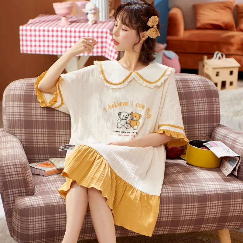 Женская ночная рубашка размера плюс 4XL с мультяшным рисунком милая летняя