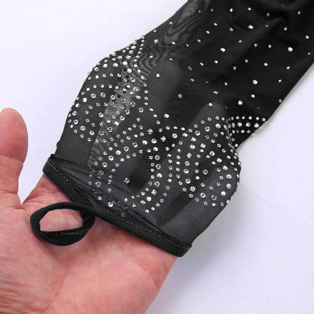 Сексуальная Женская Одежда для танцев прозрачный сетчатый топ с длинным рукавом