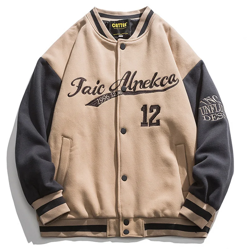 

2021 Spring Patchwork Letter Embroidery Baseball Jacket Men's Bomber Coat Unisex Women's Varsity Style Casual Men Clothing