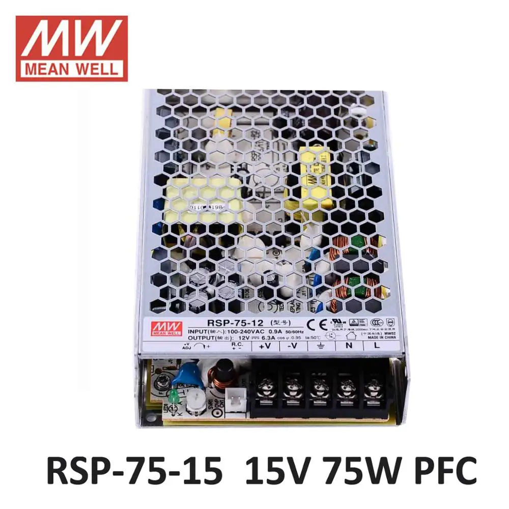 MEAN WELL RSP-75W Switching Power Supply PFC 24V 12V 48V 75W Meanwell LED power supply driver DC 5V PFC function 85-264VAC input
MEAN WELL RSP-75W Switching Power Supply PFC 24V 12V 48V 75W Meanwell LED power supply driver DC 5V PFC function 85-264VAC input