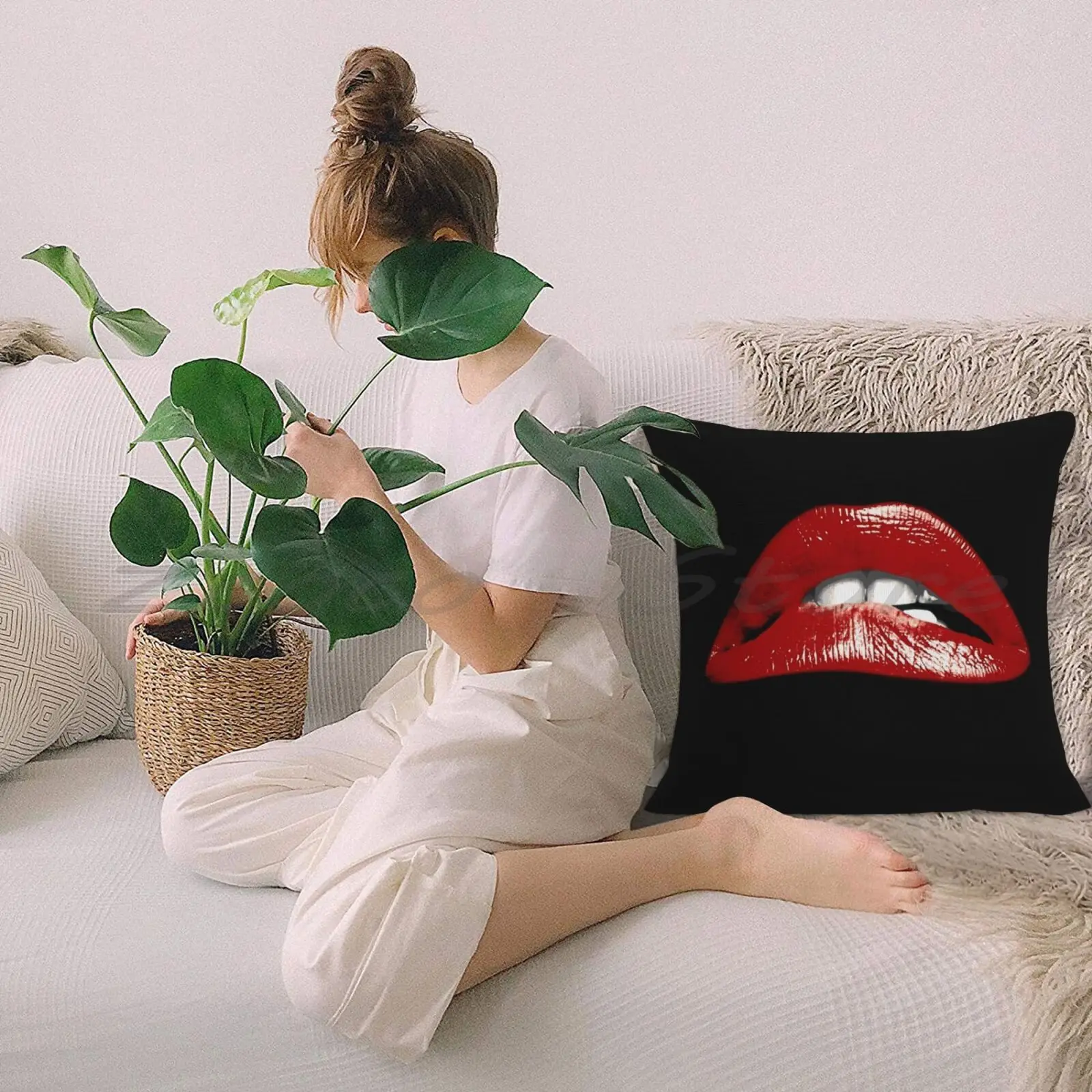 Наволочка в виде губ наволочка с надписью хлопковая льняная плюшевым помпоном