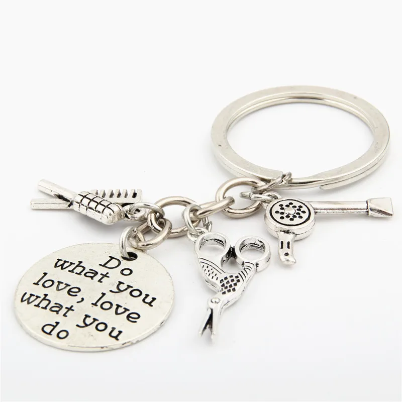 Брелок для парикмахерской расческа фен ножницы брелок серебристого цвета женщин