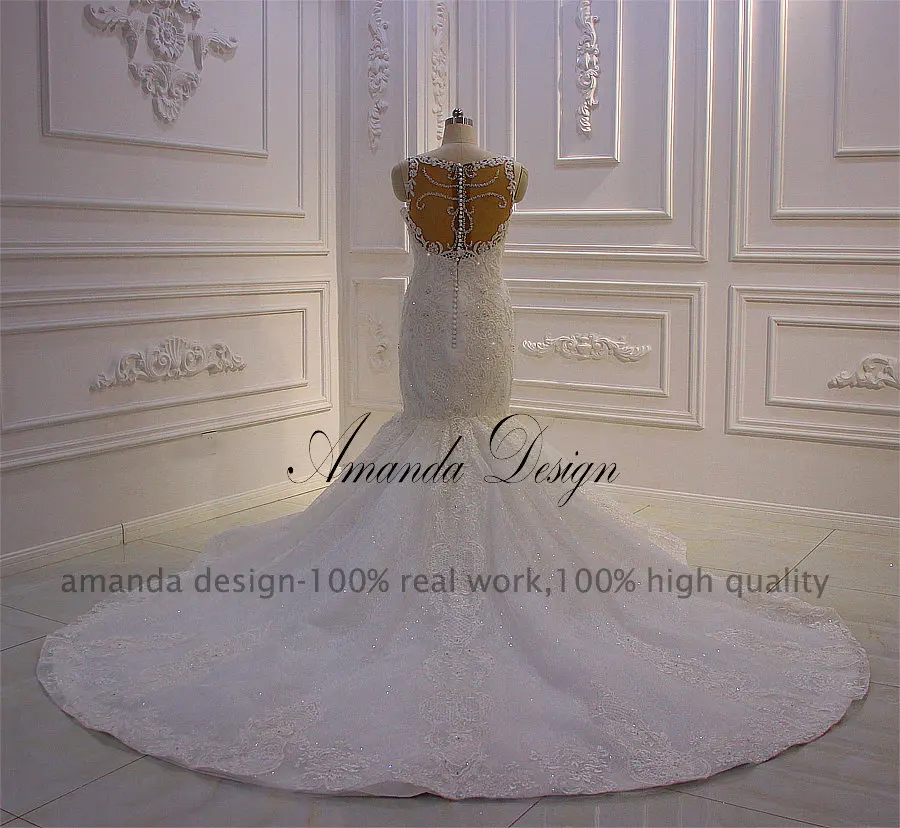 Аманда дизайн vestidos de Novia элегантные тонкие лямки ручной работы роскошное Русалка свадебное платье